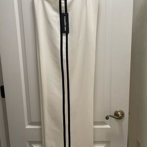 Karl Lagerfeld Cream Pants with Black Accent stripes.